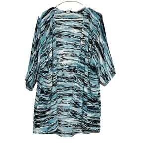 Heimish Kimono Long Cardigan Cover Up Teal Black Size Small